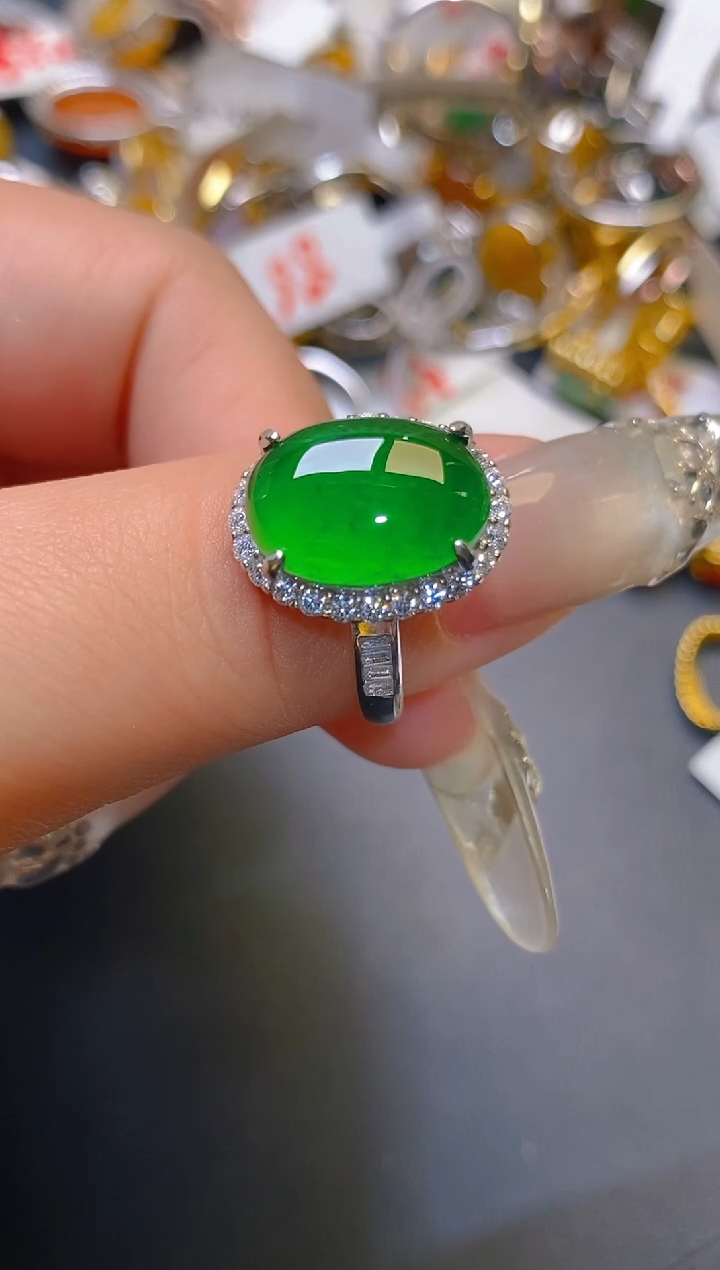 【闪购商品】翡翠耳饰银S925镶嵌天然A货翡翠1