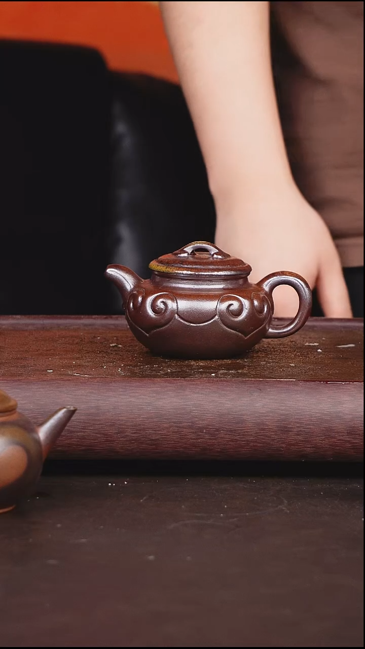 茶壶紫砂柴烧 仿古如意