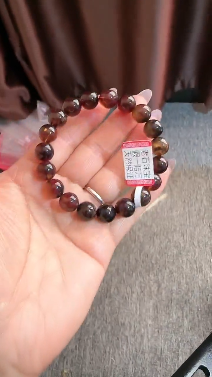 【闪购商品】琥珀手链未镶嵌规格10微瑕紫翳灵草手串#54