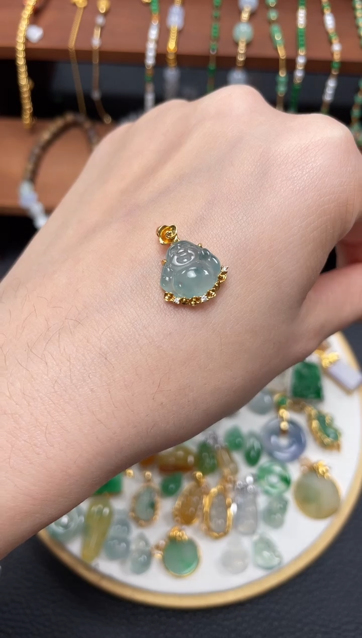 【闪购商品】翡翠吊坠(不含链)18K金镶嵌一个  JK124