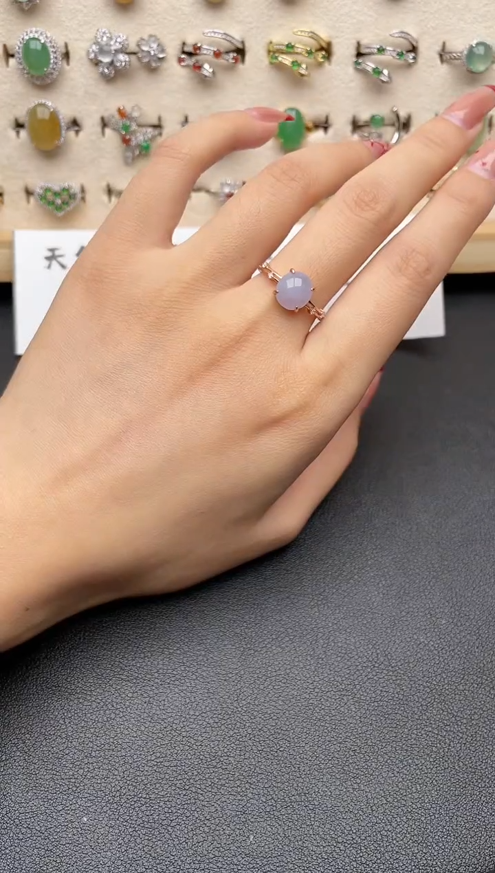 【闪购商品】翡翠戒指银S925镶嵌一物一证一礼盒