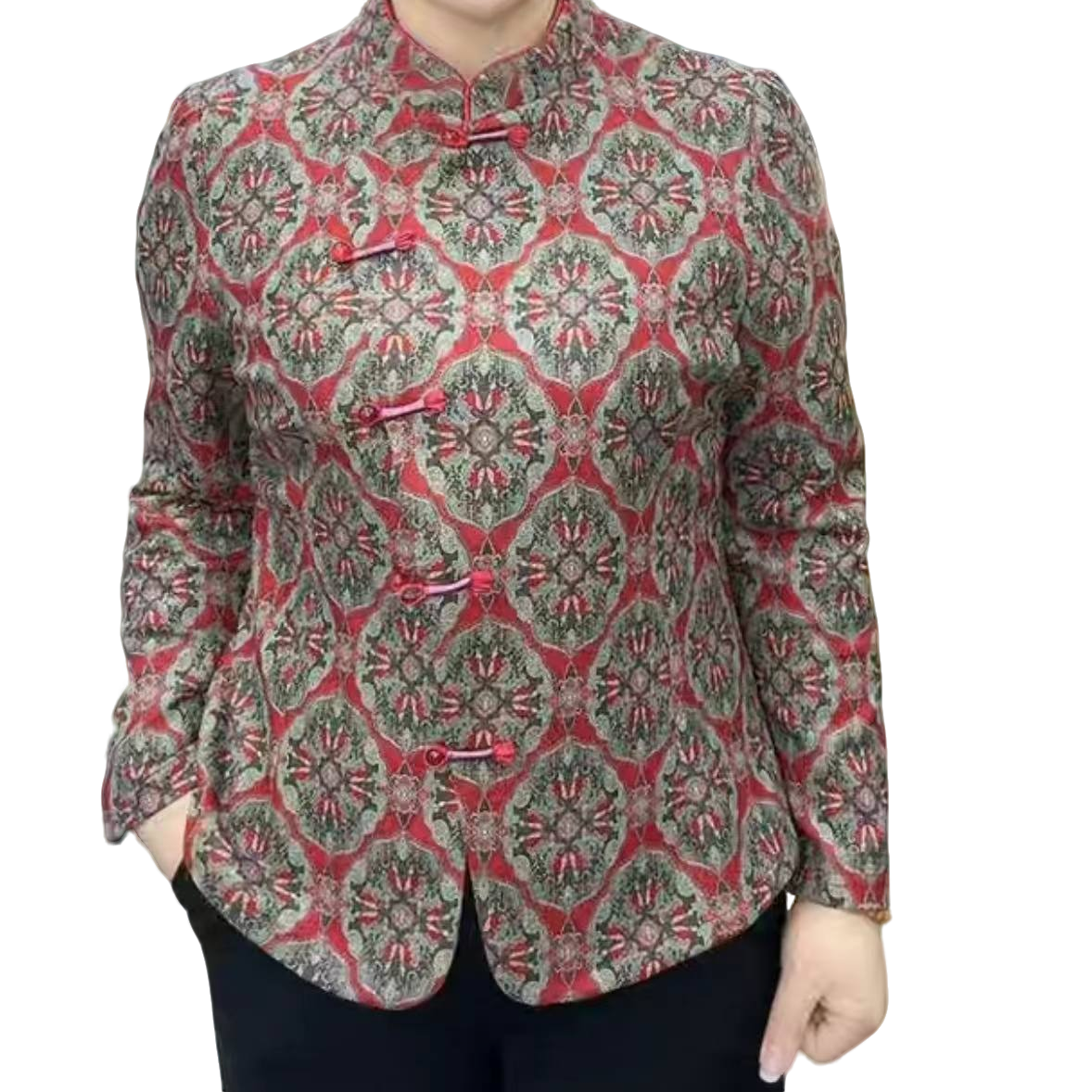 910斜襟旗袍款上衣     复古中式民族风秋冬