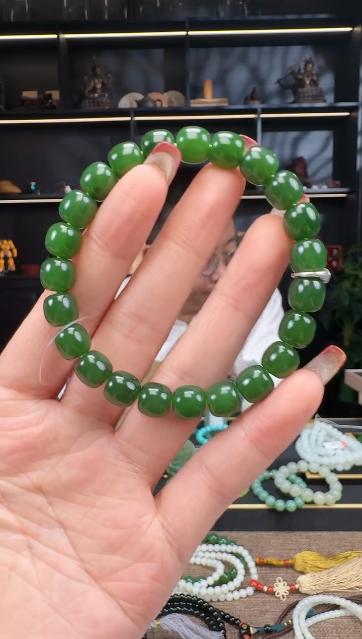 【闪购商品】和田玉1未镶嵌9mm碧玉老型手串