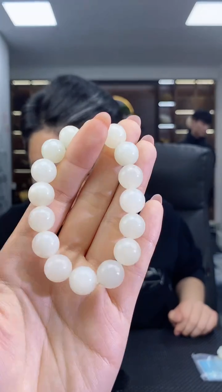 【闪购商品】和田玉手串未镶嵌圆珠卡12 清货3