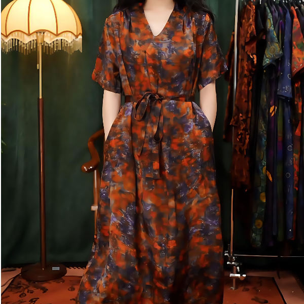 韵荣华贵新款贵气复古重磅气质长裙高端定制连衣裙