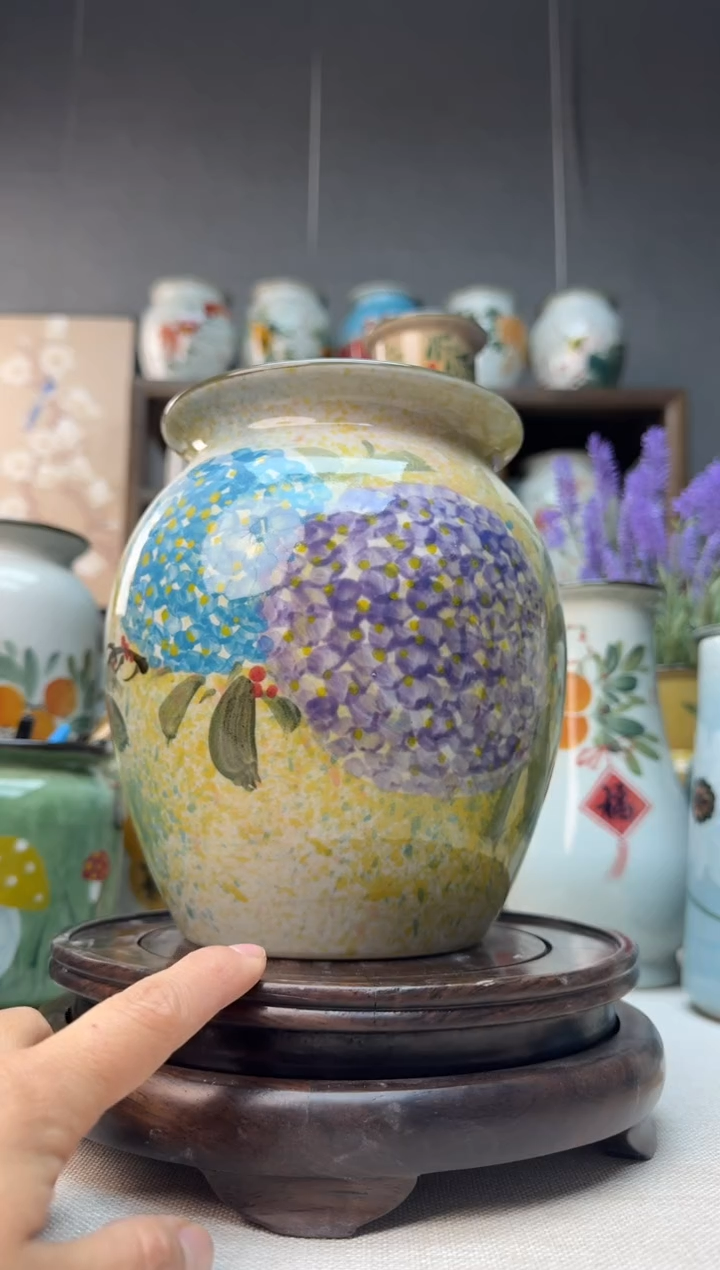 【闪购商品】瓶景德镇手绘陶瓷花瓶无孔高18口13左右