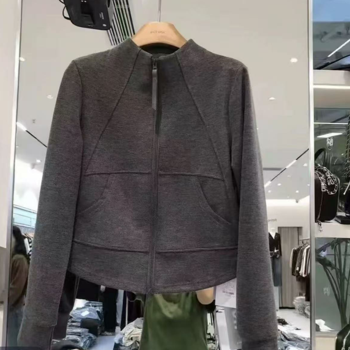 j韩系简约立领拉链长袖卫衣开衫25秋冬季新款双腰线显瘦百搭上衣