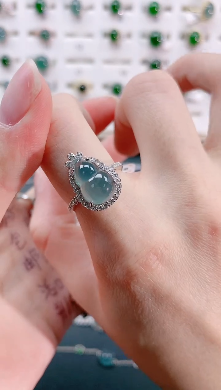 【闪购商品】翡翠戒指银S925镶嵌天然翡翠