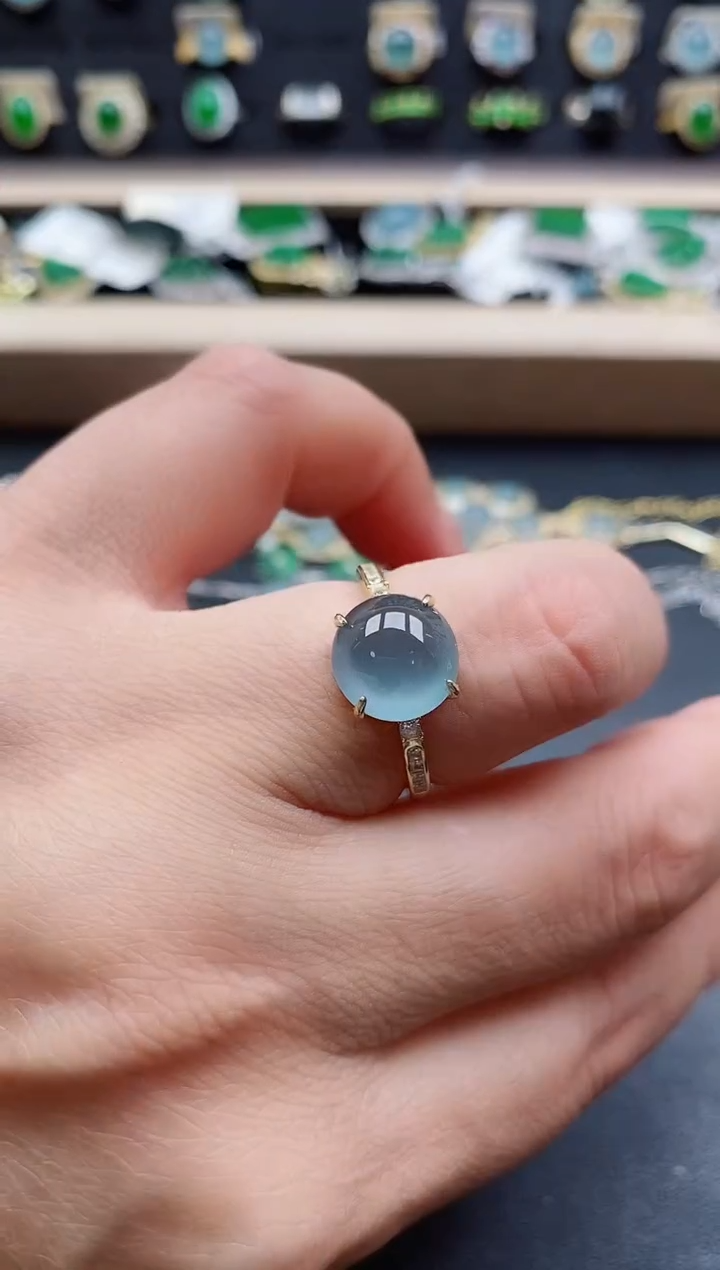 银S925镶嵌戒指翡翠1