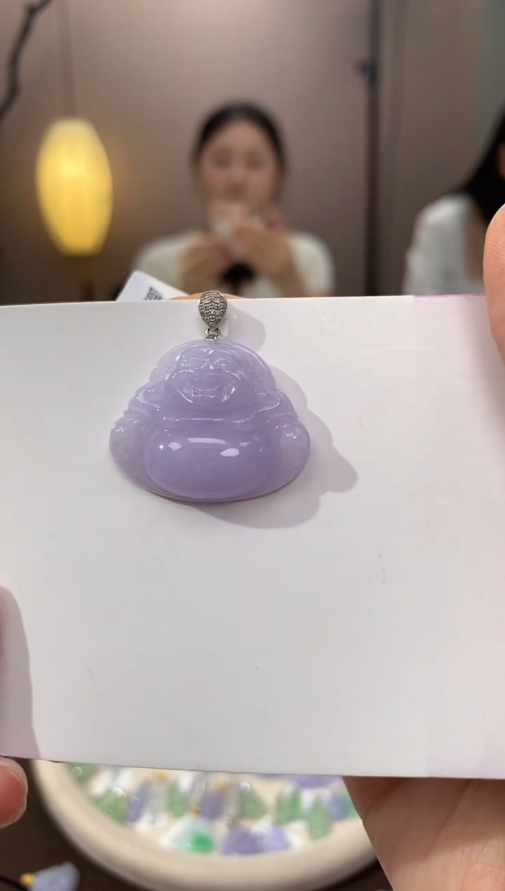 翡翠18K金镶嵌颈饰天然缅甸a货翡翠