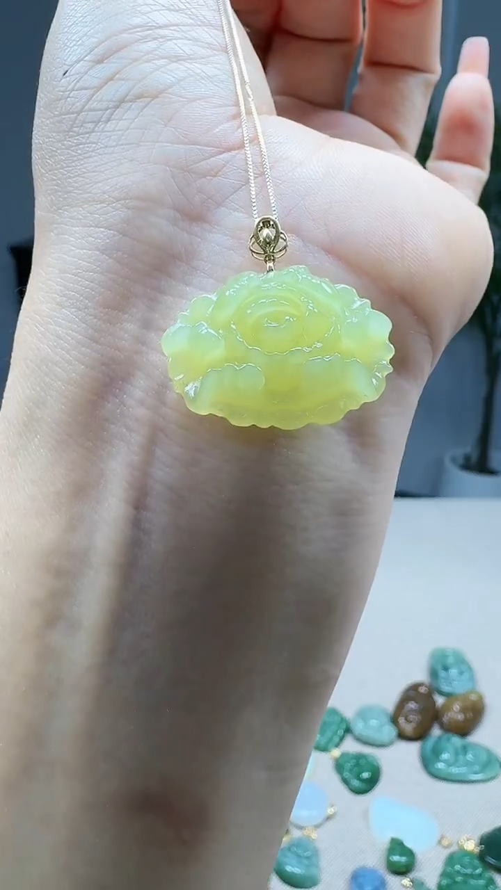 吊坠(不含链)18K金镶嵌和田玉1