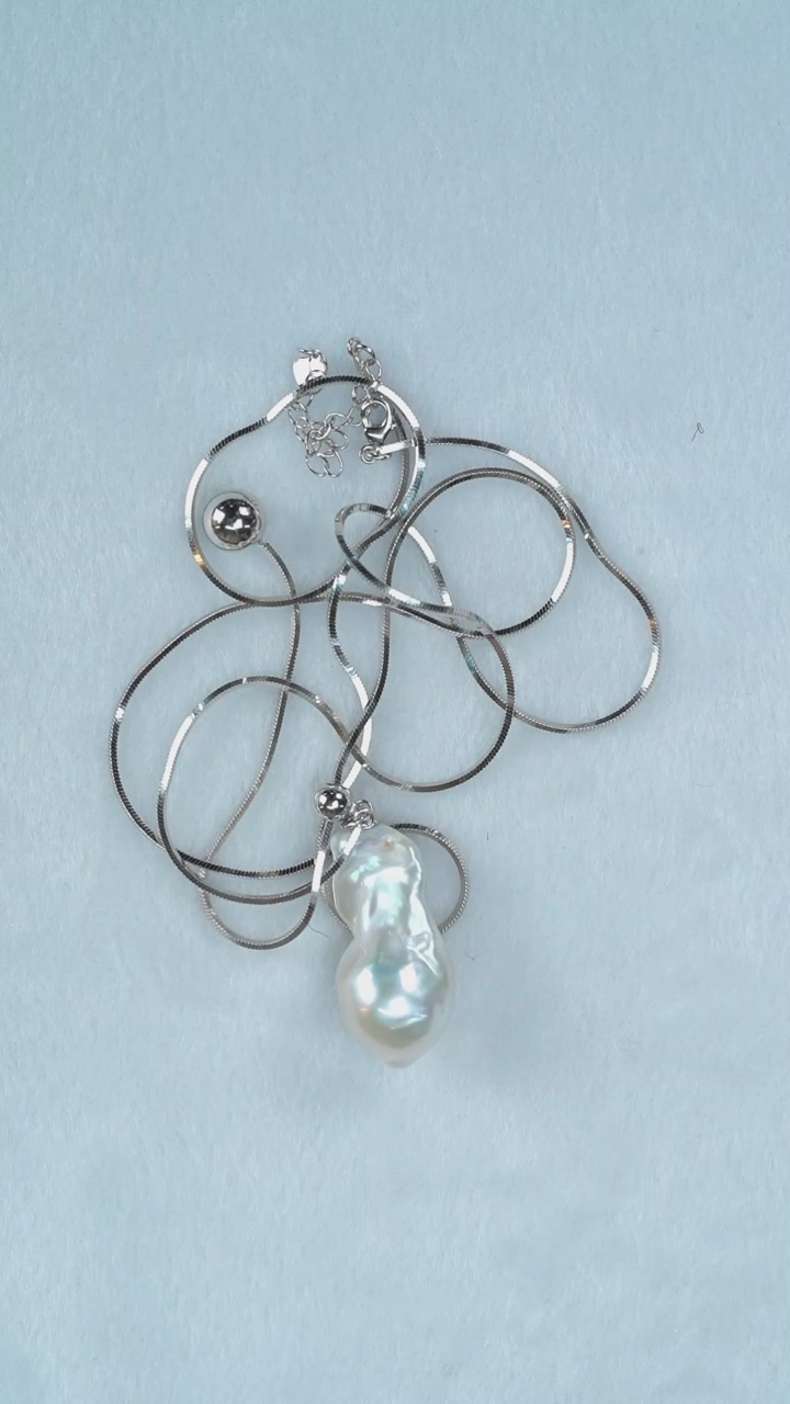 银S925镶嵌项链淡水珍珠巴洛克珍珠项链