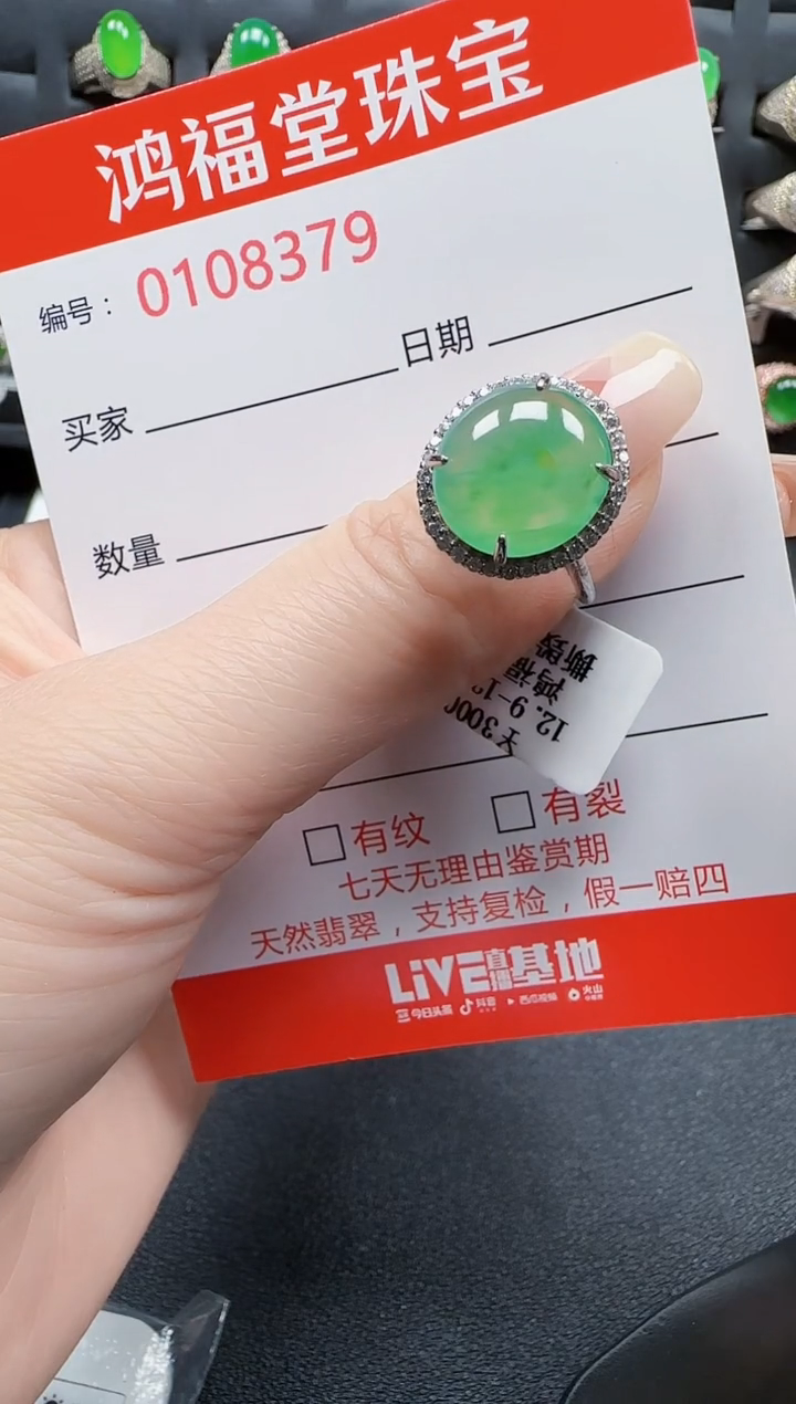 【闪购商品】翡翠戒指银S925镶嵌8379