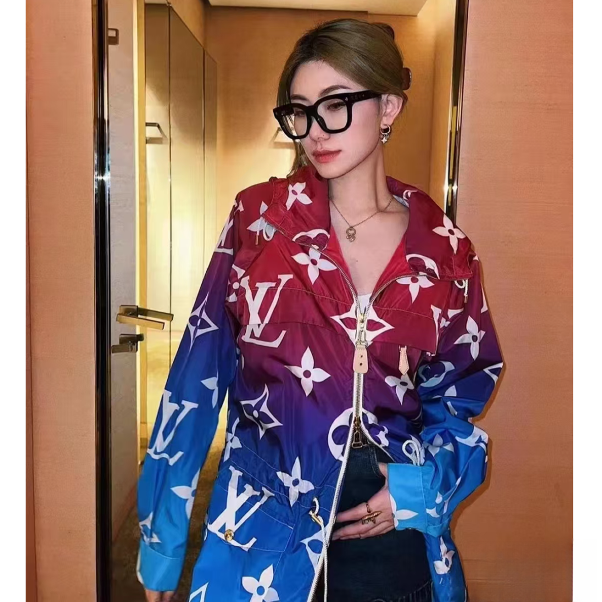 未使用 LouisVuitton/路易威登  满印渐变拉链长袖/34