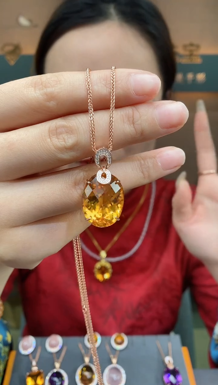 【闪购商品】黄晶吊坠银S925镶嵌黄晶吊坠