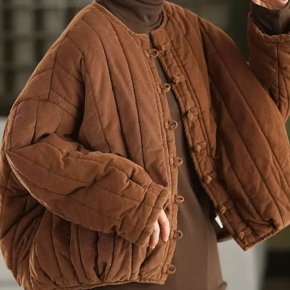 18828-1新款冬季加厚时尚气质灯芯绒棉服