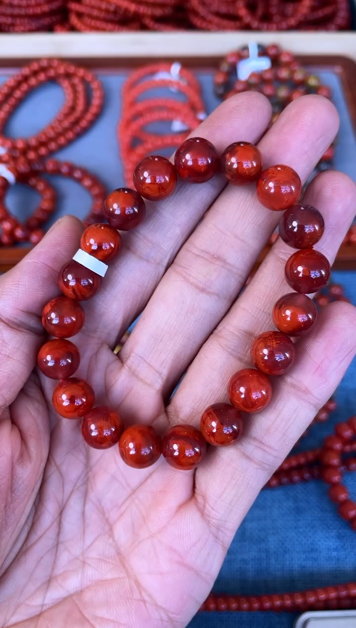 未镶嵌手串南红玛瑙N09凉山瓦西料S级牛血妖火焰10mm单圈