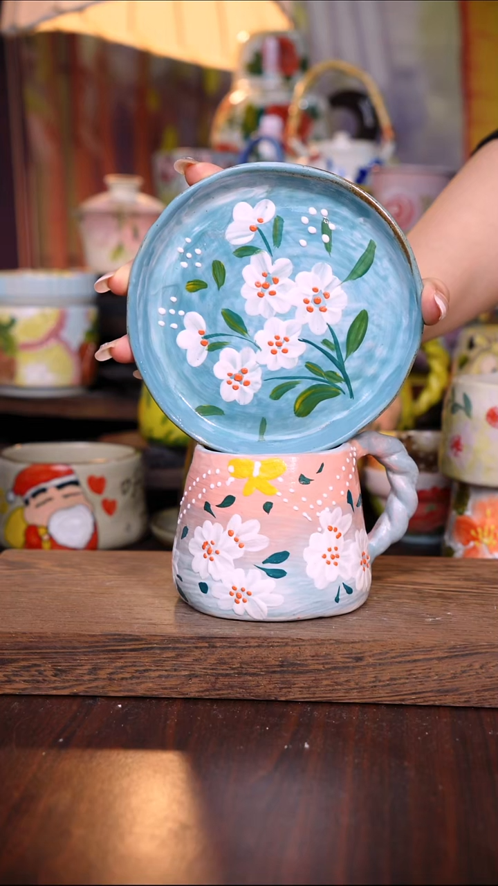 杯子陶泥垚手作 景德镇手工手绘陶瓷器物