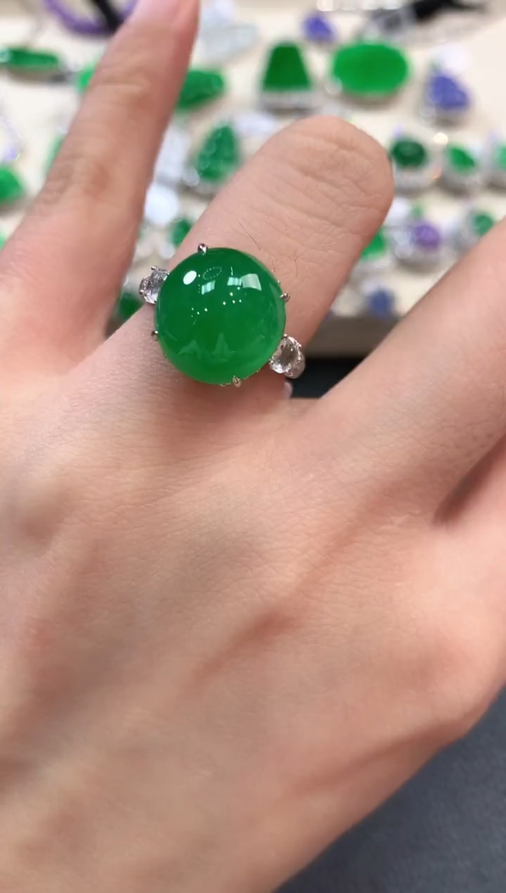 【闪购商品】翡翠戒指18K金镶嵌m72       