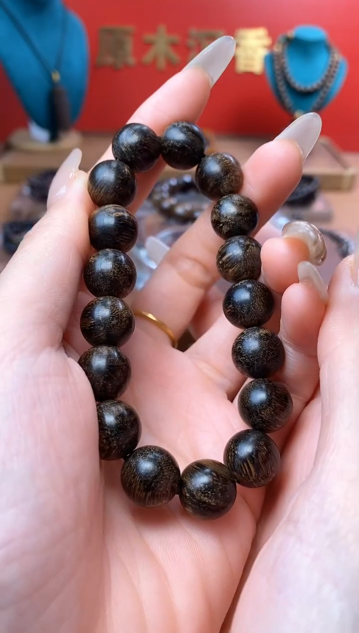 【闪购商品】沉香手串Y沉水越南芽庄白棋楠瘿子留疤12单圈