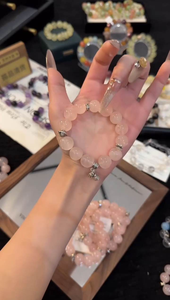 合金手链水晶粉水晶手链x2968