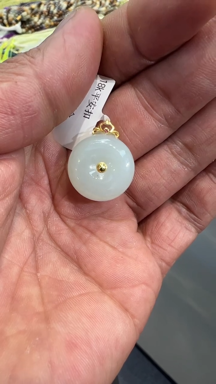 【闪购商品】和田玉吊坠18K金镶嵌和田玉吊坠多样性发货拍一发一