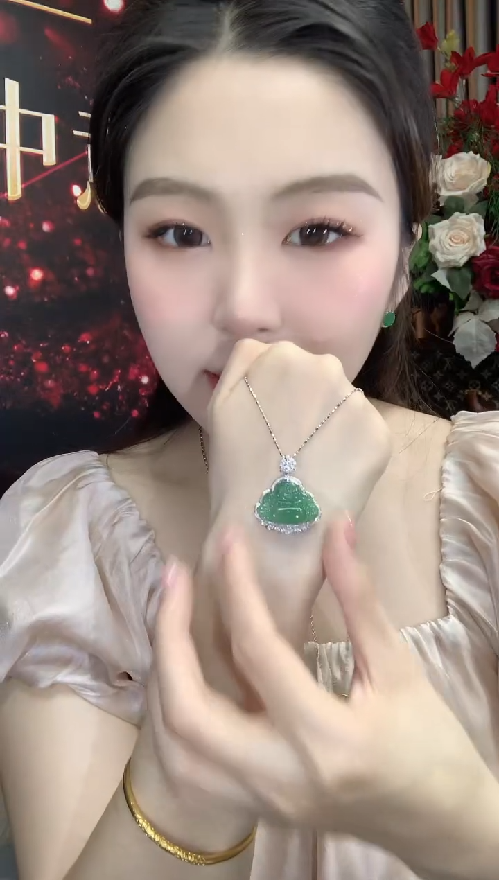 吊坠(不含链)18K金镶嵌翡翠A17翡翠