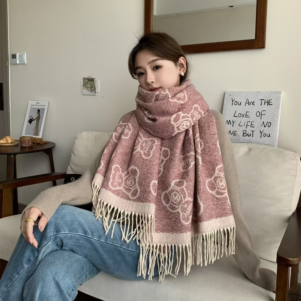 300-400 女款双面仿羊绒韩版围巾时尚爆款【孤品】网红百搭女士粉色