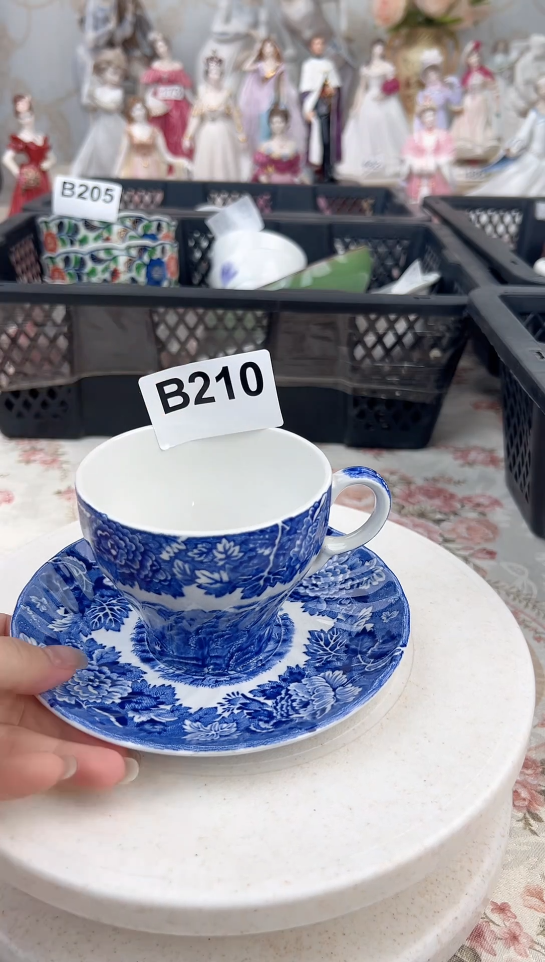 杯5 中古 伍德蓝花咖啡杯