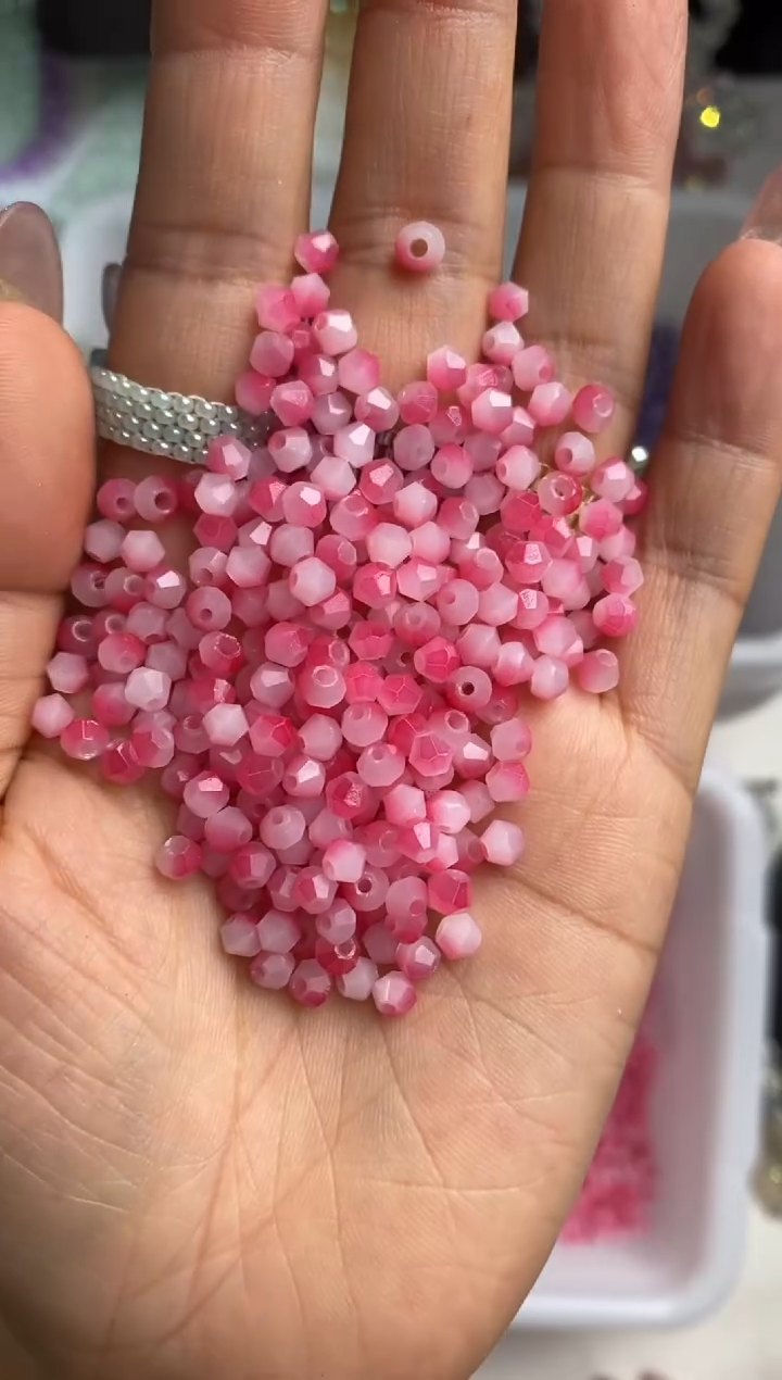 玻璃1511卡4水晶定制色尖珠500颗樱花粉玉