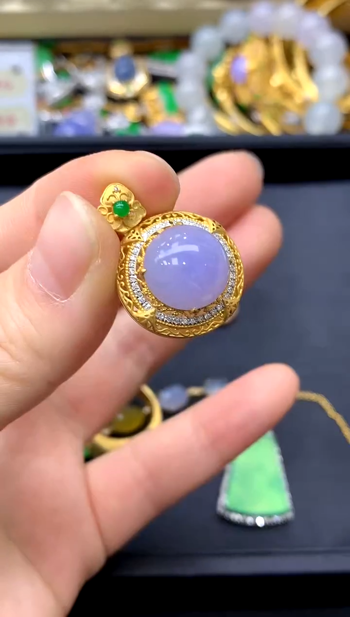 颈饰18K金镶嵌翡翠259-中国好珍宝