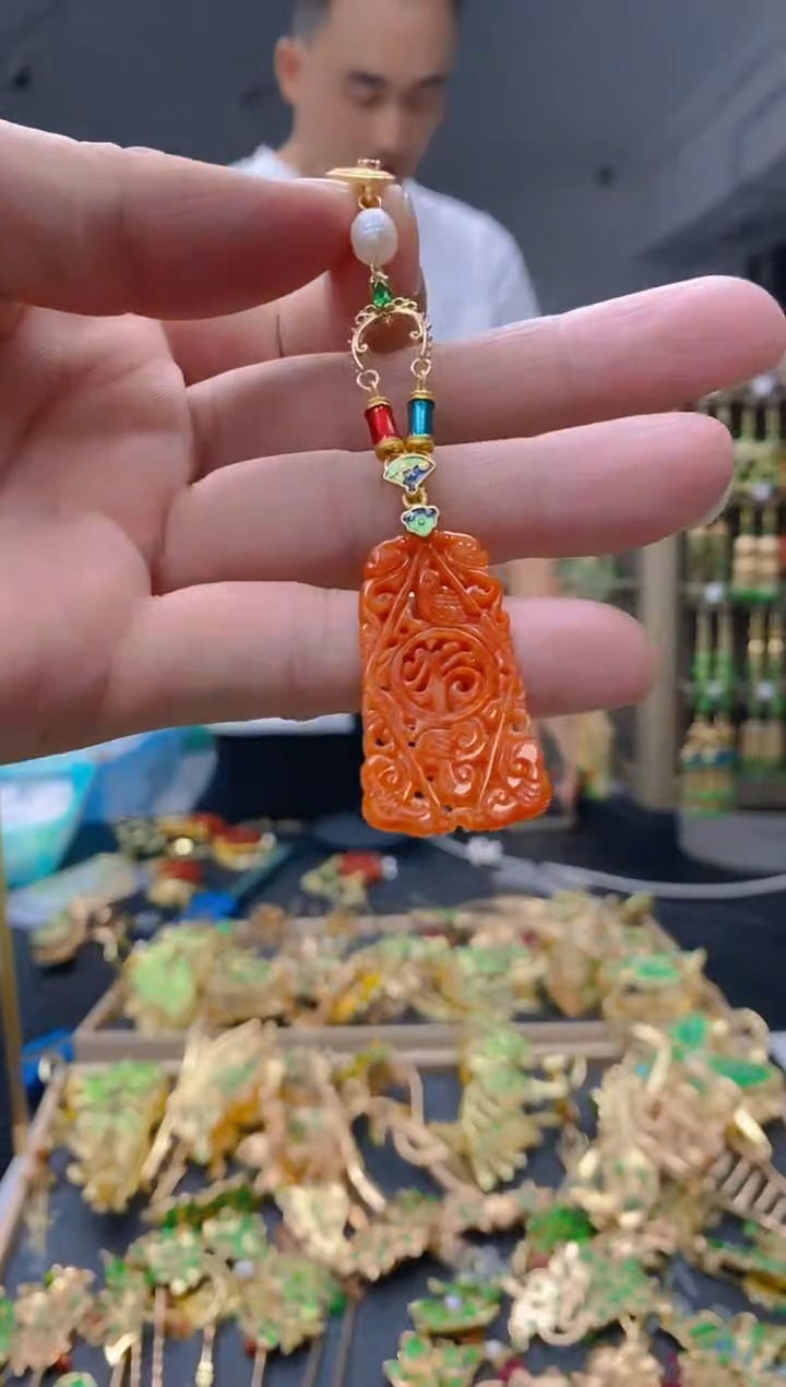 【闪购商品】翡翠耳饰合金201翡翠压襟