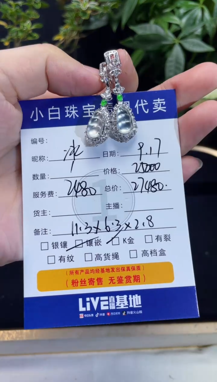 吊坠(不含链)18K金镶嵌翡翠冰*?耳饰