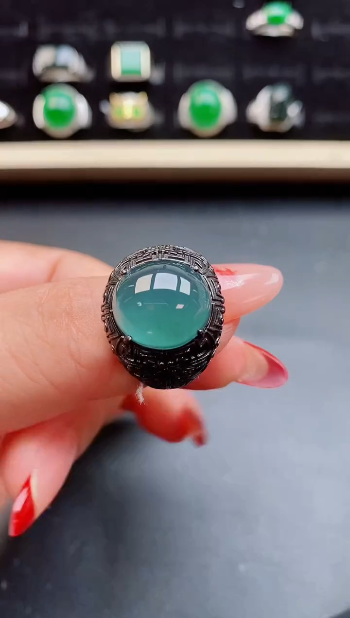 【闪购商品】翡翠戒指银S925镶嵌05858