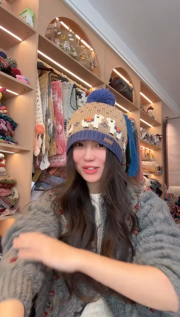 羊毛美利奴咖色羊驼帽