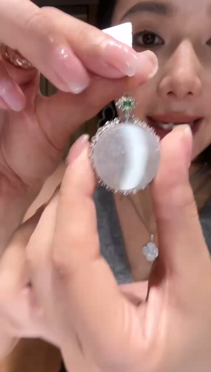 翡翠18K金镶嵌吊坠(不含链)无事牌