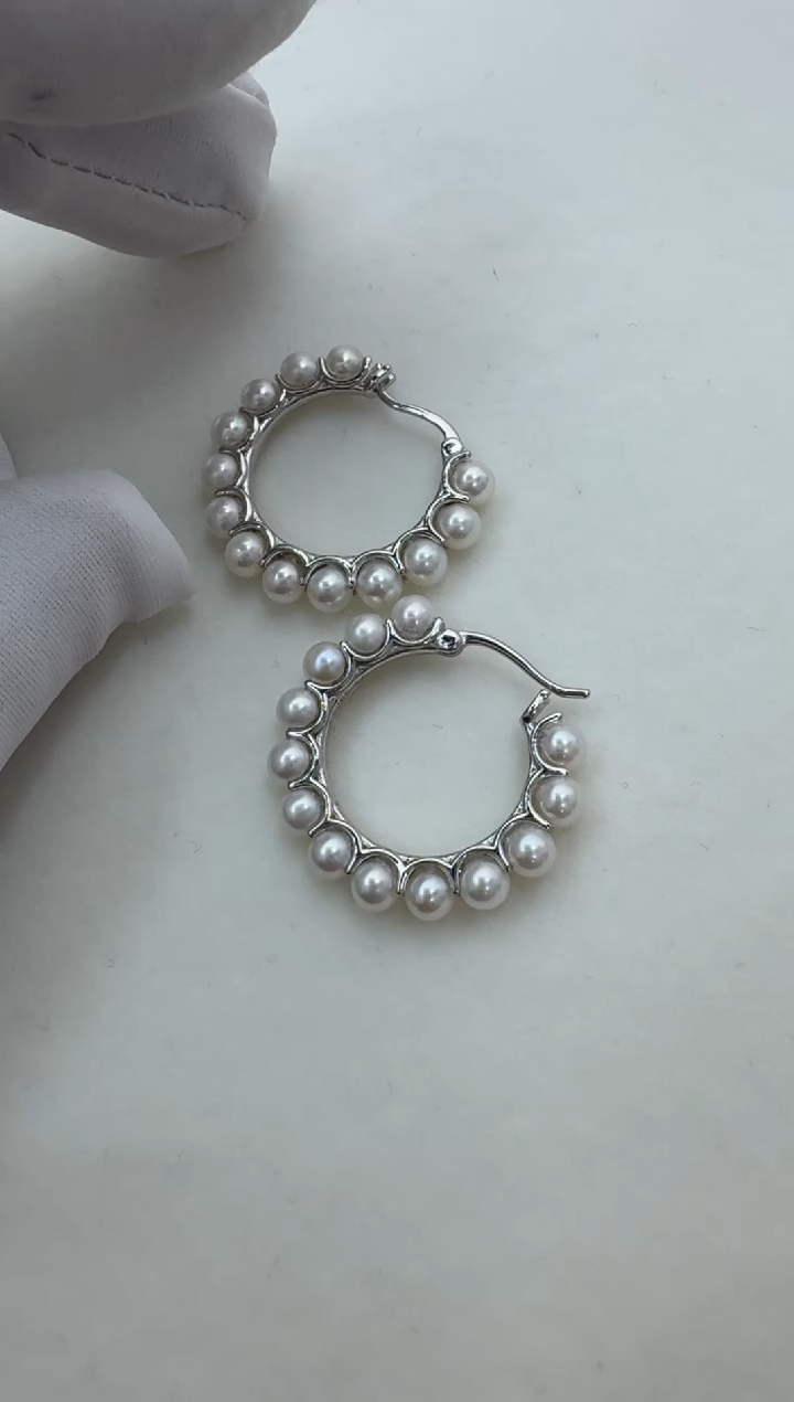 【闪购商品】淡水珍珠耳饰银S925镶嵌多珠耳钉 编号58