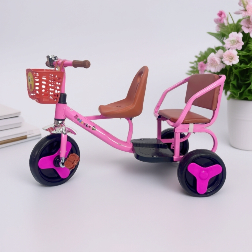 1 - 8岁儿童双人三轮车加宽可载人载物防侧翻脚踏车童车平衡车