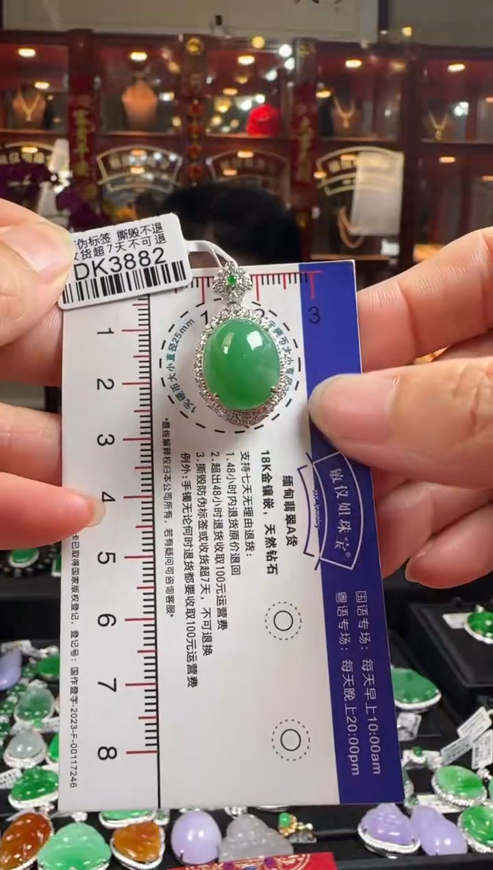【闪购商品】翡翠颈饰18K金镶嵌DK3882冰绿蛋面