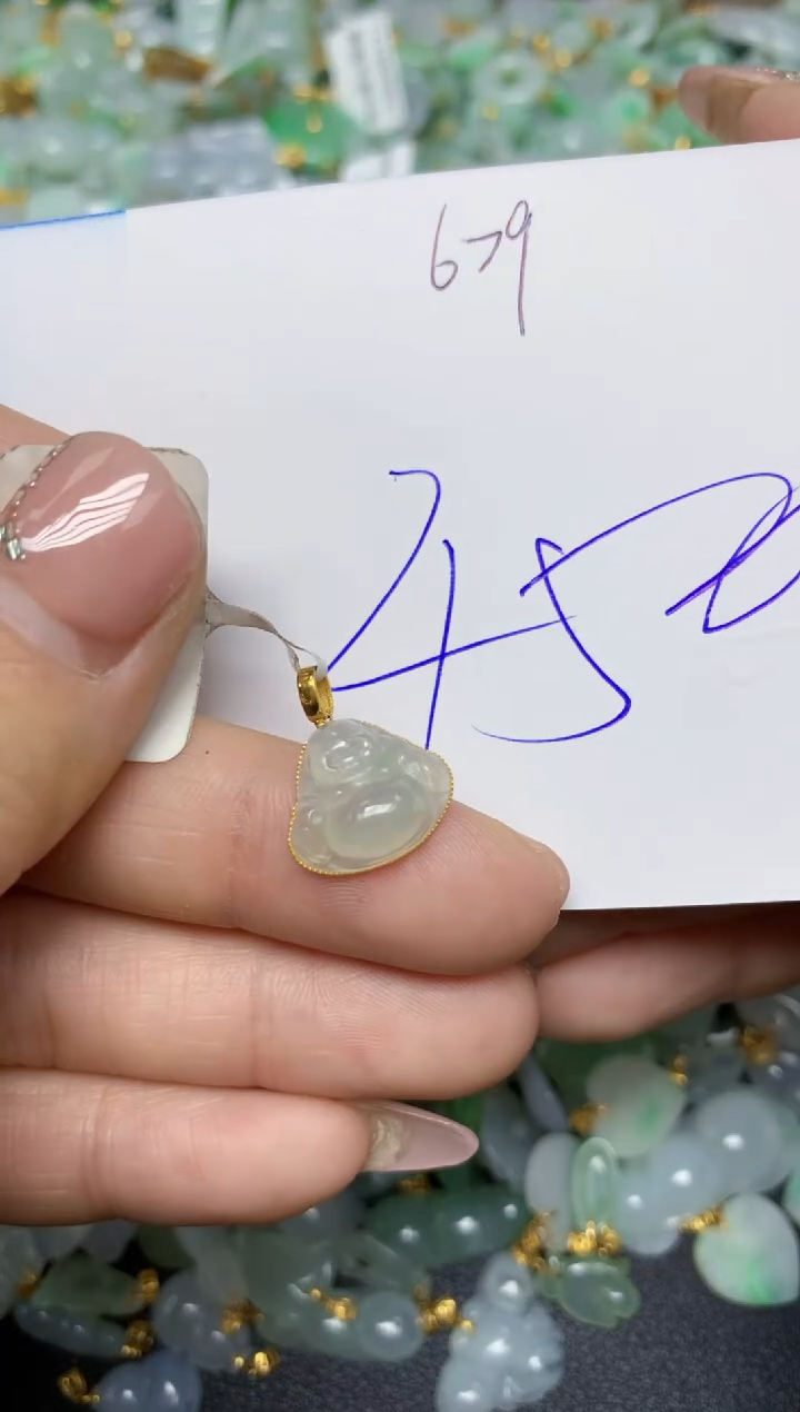 【闪购商品】翡翠挂件18K金镶嵌 天然翡翠A货