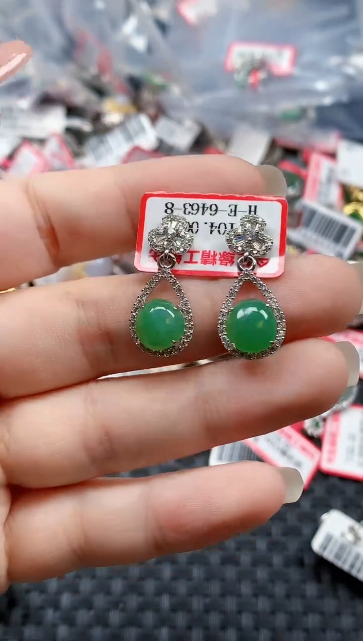 银S925镶嵌戒指翡翠天然A货缅甸翡翠