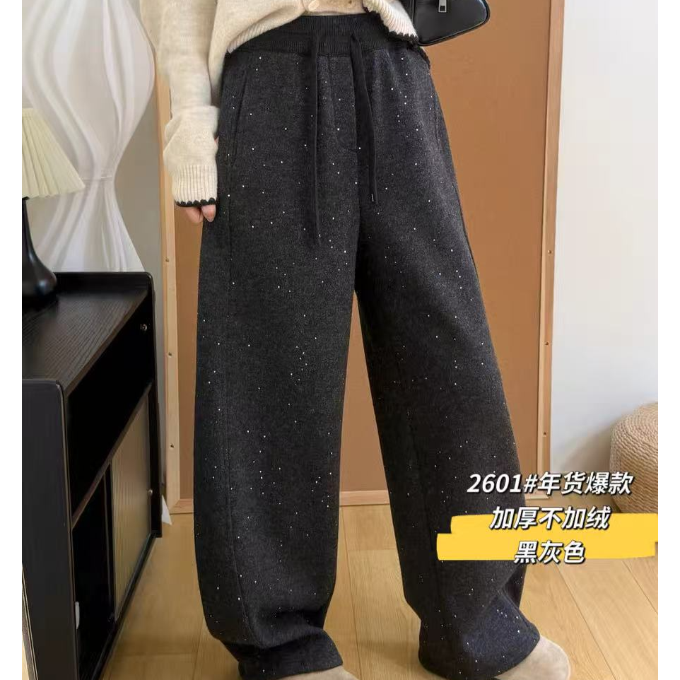 【2601】月#松紧腰直筒宽松休闲裤