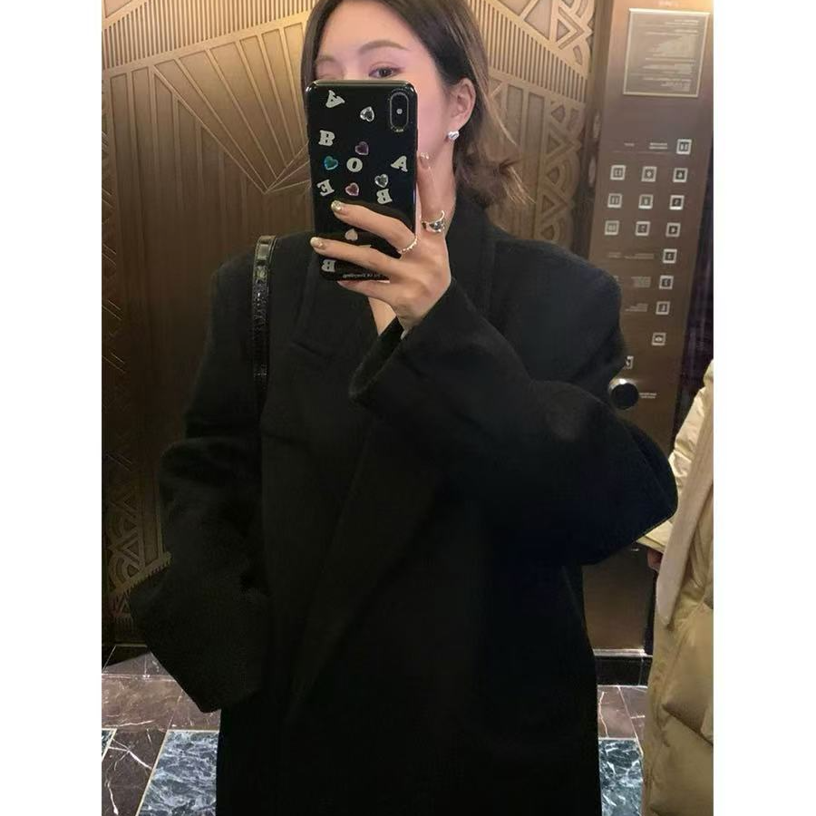清冷感韩素希欧尼 是我爱的长款双面羊毛大衣