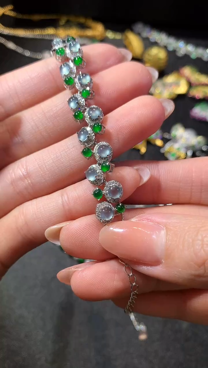 【闪购商品】翡翠手链银S925镶嵌109手链（多样性发货一件