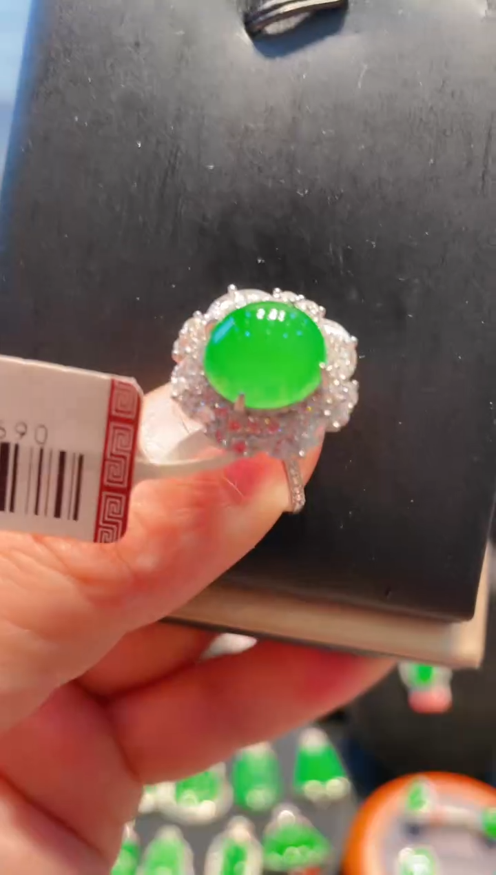 翡翠银S925镶嵌颈饰天然A货翡翠A8