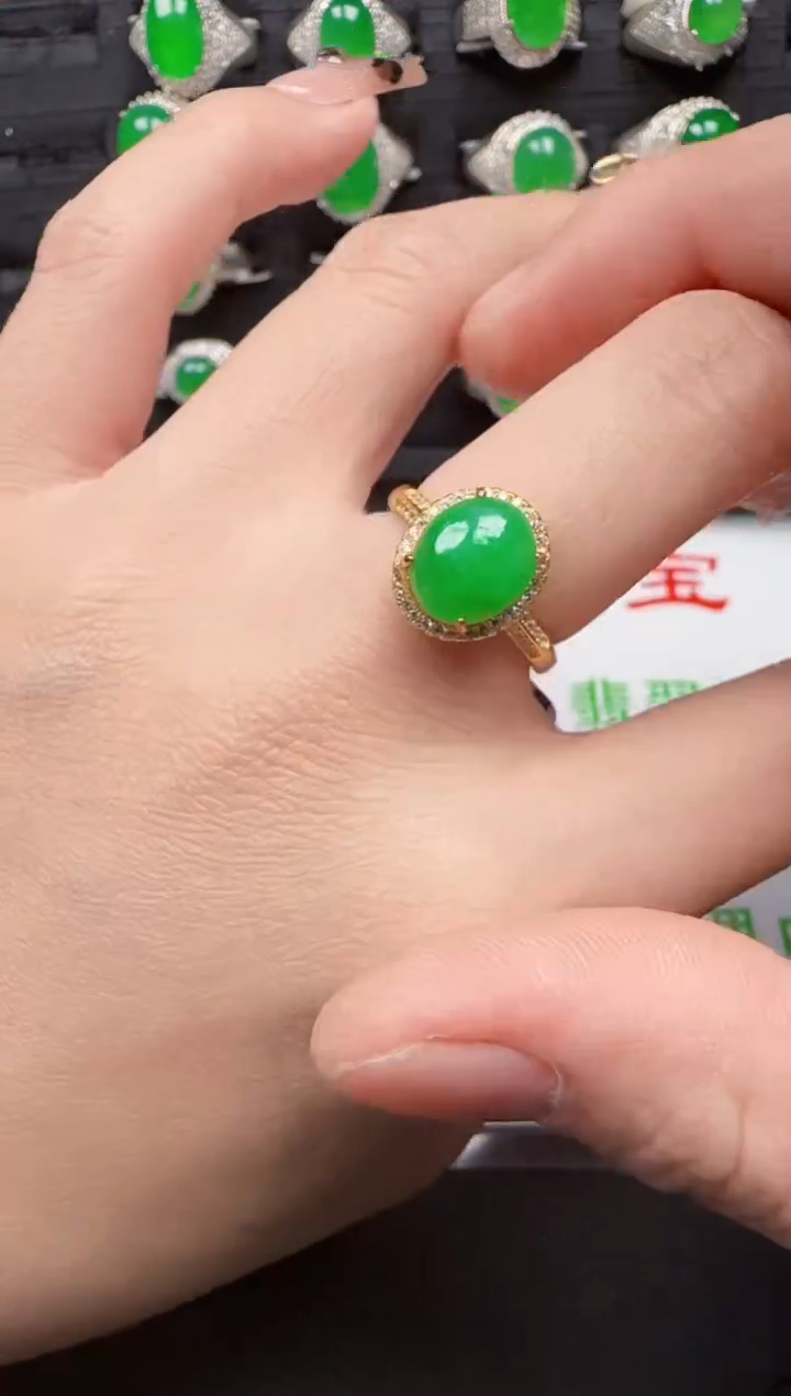 【闪购商品】翡翠戒指银S925镶嵌3818