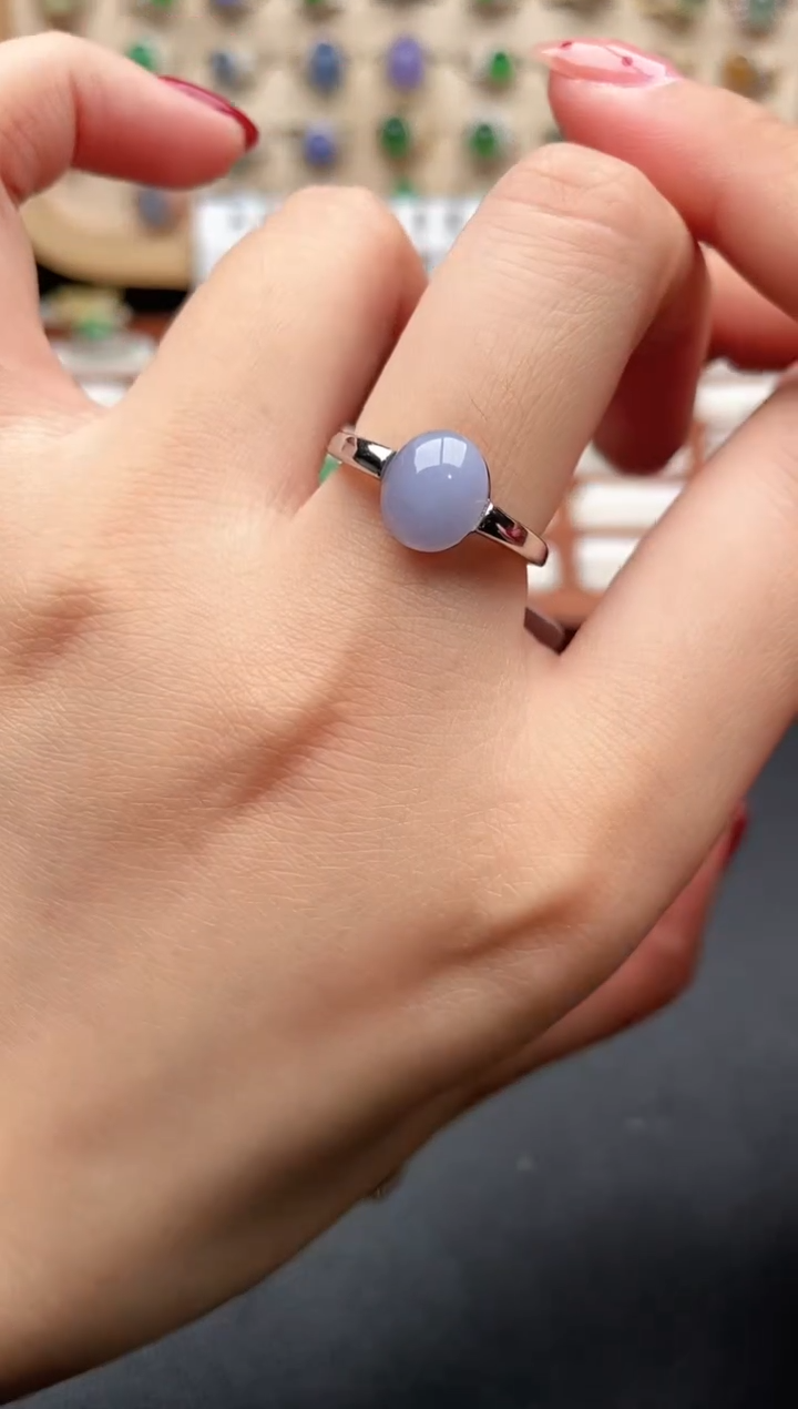 银S925镶嵌戒指翡翠一物一证一礼盒