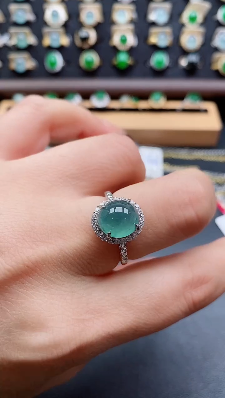 银S925镶嵌戒指翡翠1