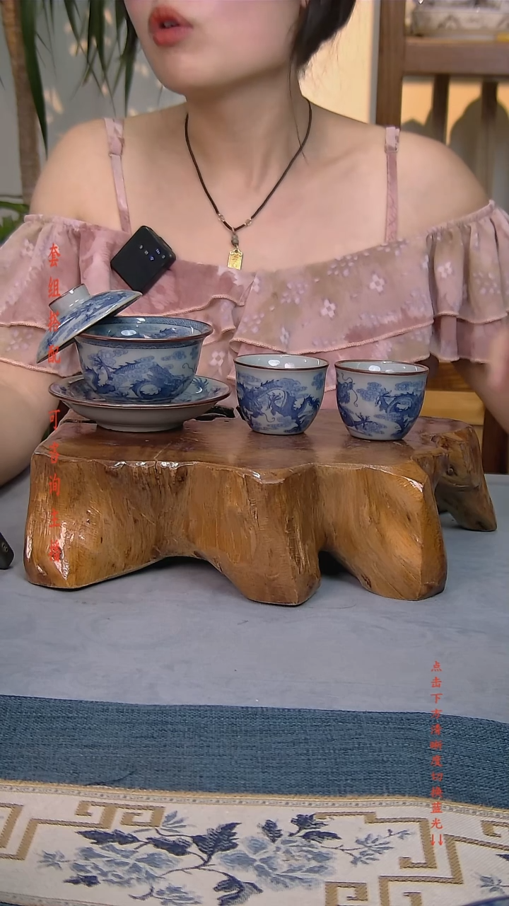 3件套老陶泥开片纹陶瓷茶具