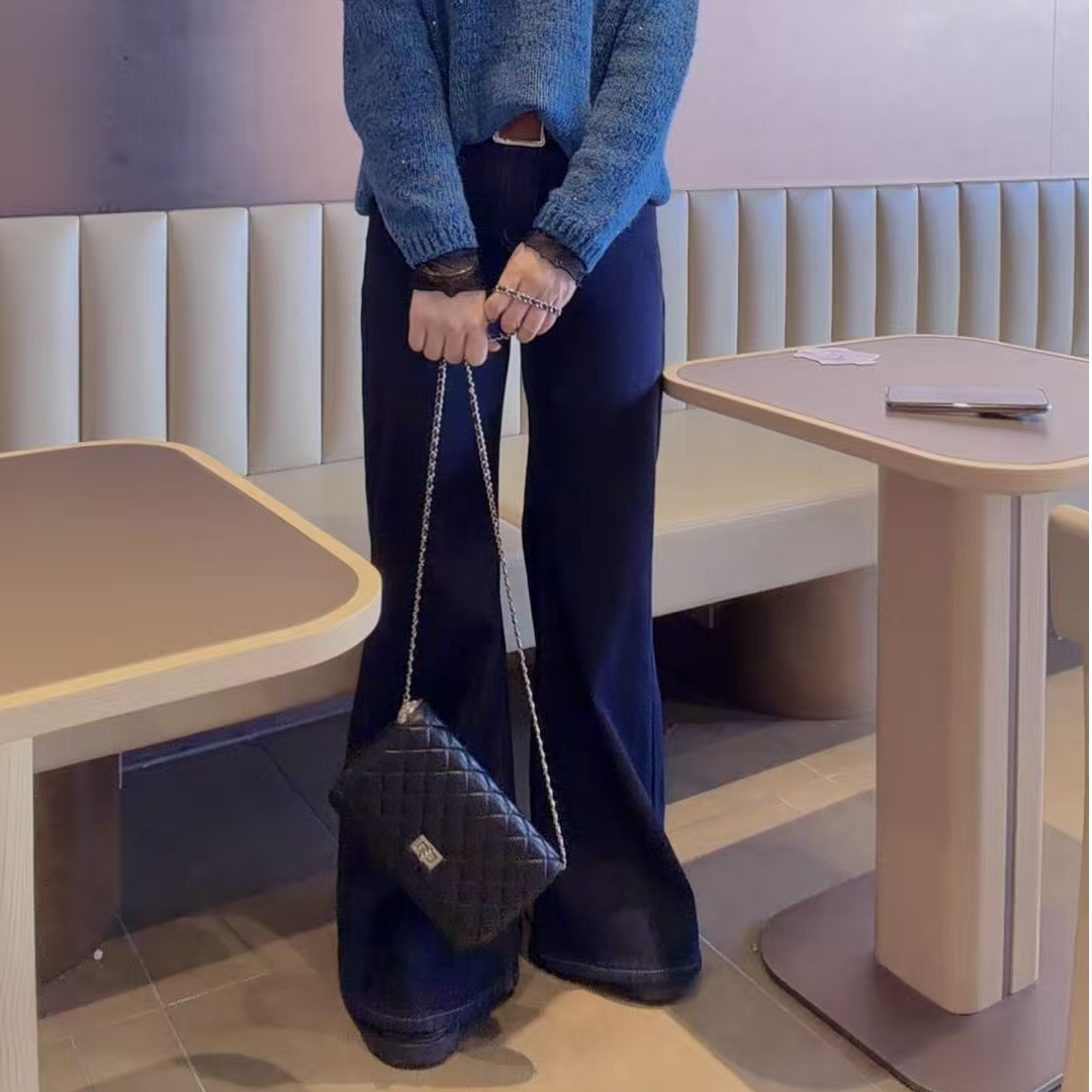 丹丹精选--888新款一粒扣拉链百搭加绒牛仔喇叭裤